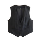 TRAF Fashion Woman White Vest Top Sleeveless Women'S Cropped Suit Vest Summer Office Wear Waistcoat Women Casual Black Crop Top