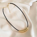 New Design Sense PU Imitation Leather Rope Stainless Steel Metal Tube Pendant Necklace Fashion Jewelry for Got Girls and Womens
