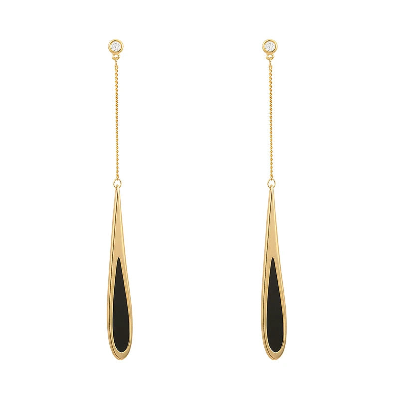 European and American Black Drop Tassel Long Earrings 2023 New Fashion Party Luxury Accessories For Women‘s Temperament Jewelry