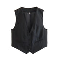 TRAF Fashion Woman White Vest Top Sleeveless Women'S Cropped Suit Vest Summer Office Wear Waistcoat Women Casual Black Crop Top